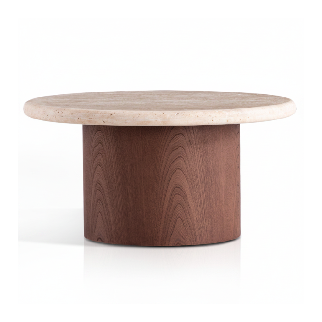 MONVI שולחן סלון עם פלטת אבן טבעית Beige Travertine