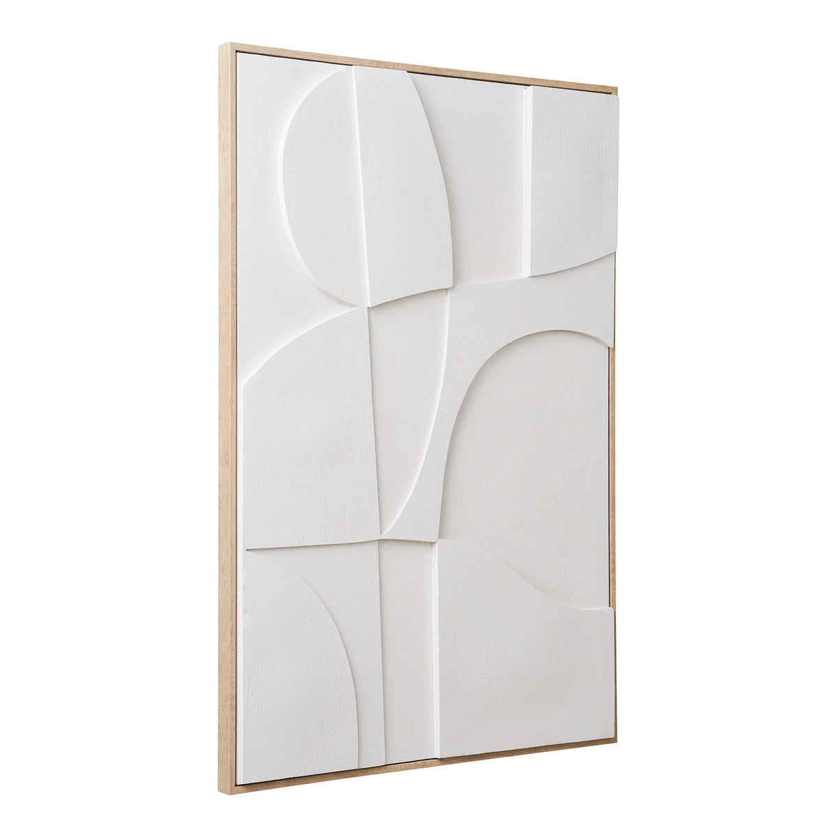 תמונת LIORA - תבליט קיר לבן בעל טקסטורה גיאומטרית, מבט זוויתי