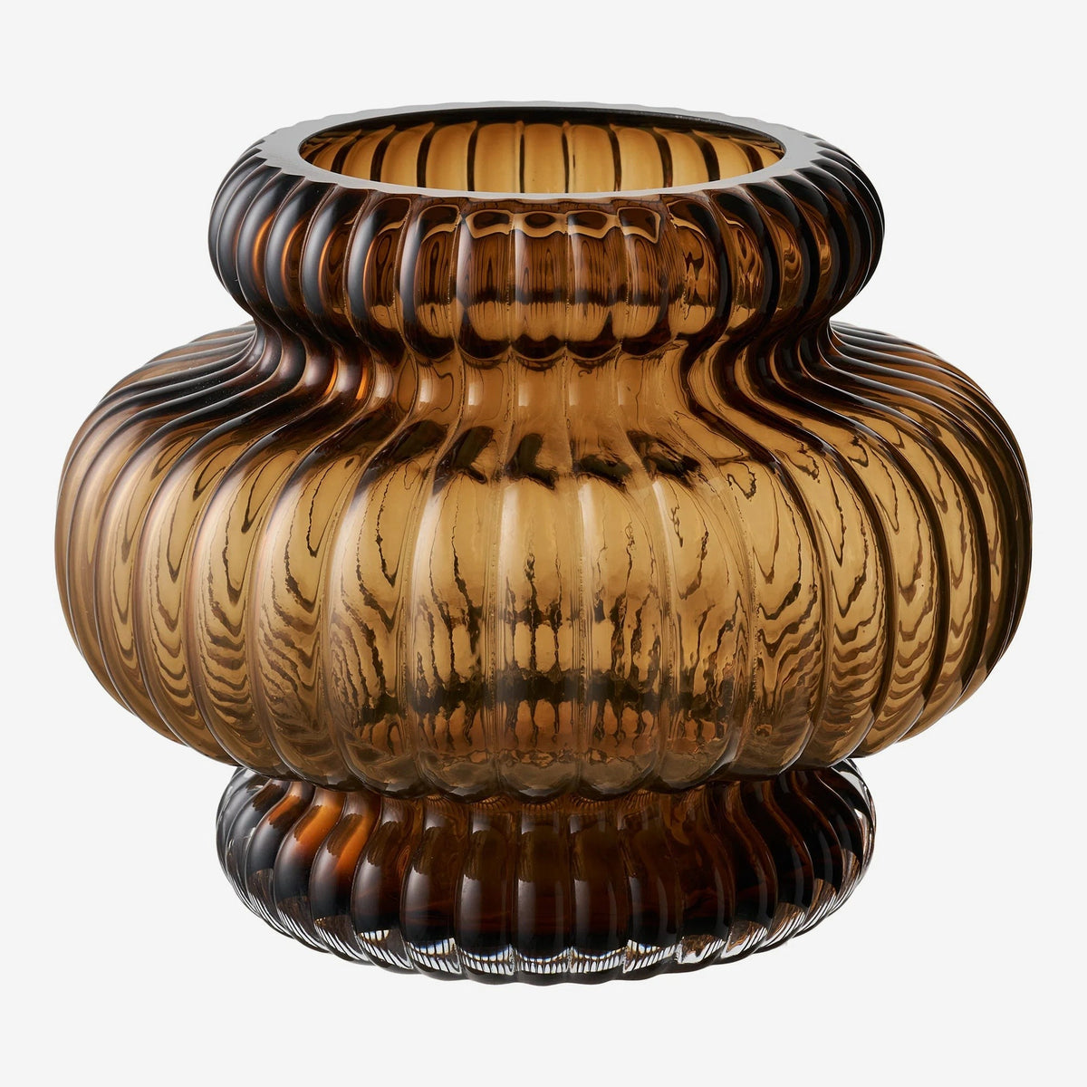 אגרטל AMBER מזכוכית מנופחת בפה בגוון ענבר מעושן